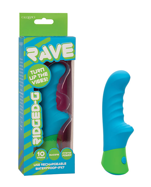 Rave Rave Ridged-G Massager w/Rippled Shaft &amp; Stimulator - Blue/Green