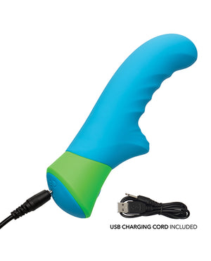 Rave Rave Ridged-G Massager w/Rippled Shaft &amp; Stimulator - Blue/Green - Image 4