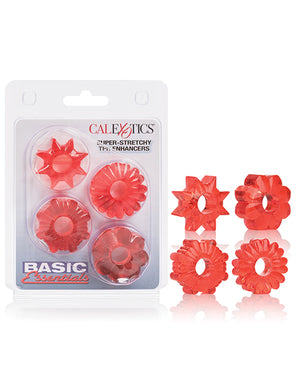 Basic Essentials Basic Essentials Rings - Red Set of 4