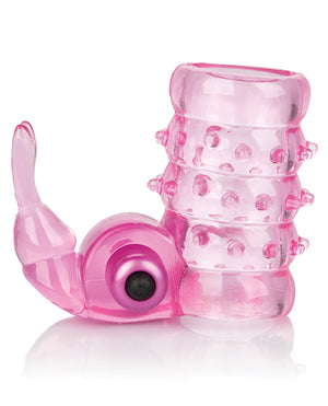 Basic Essentials Basic Essentials Stretchy Vibrating Bunny Enhancer - Pink - Image 3