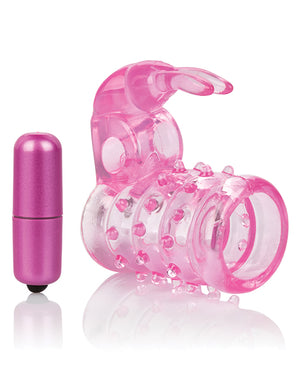 Basic Essentials Basic Essentials Stretchy Vibrating Bunny Enhancer - Pink - Image 4