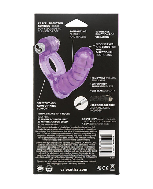Couple's Enhancers Double Diver Vibrating Enhancer w/Flexible Penetrator - Purple