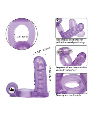 Couple's Enhancers Double Diver Vibrating Enhancer w/Flexible Penetrator - Purple - Image 5
