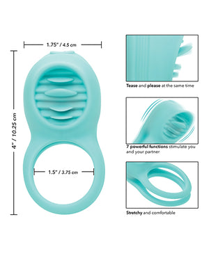 Couple's Enhancers Couple's Enhancers Silicone Rechargeable French Kiss Enhancer - Teal - Image 2
