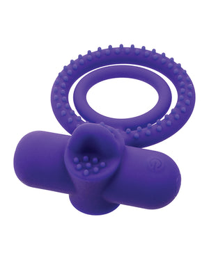 Couple's Enhancers Couple's Enhancer Silicone Rechargeable Dual Climaxer Enhancer w/Flickering Tongue - Purple - Im