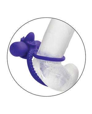 Couple's Enhancers Couple's Enhancer Silicone Rechargeable Dual Climaxer Enhancer w/Flickering Tongue - Purple - Im