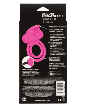 Couple's Enhancers Silicone Rechargeable Dual Clit Flicker Enhancer - Pink - Image 2