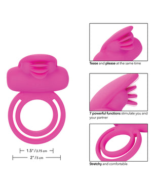 Couple's Enhancers Silicone Rechargeable Dual Clit Flicker Enhancer - Pink - Image 3