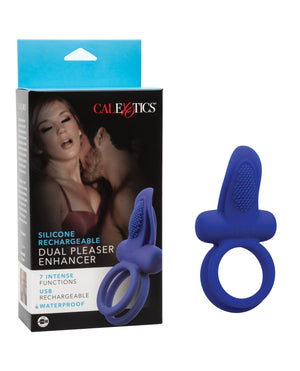 Couple's Enhancers Couple's Enhancers Silicone Rechargeable Dual Pleaser Enhancer - Blue - Image 4