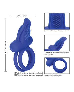 Couple's Enhancers Couple's Enhancers Silicone Rechargeable Dual Pleaser Enhancer - Blue - Image 5