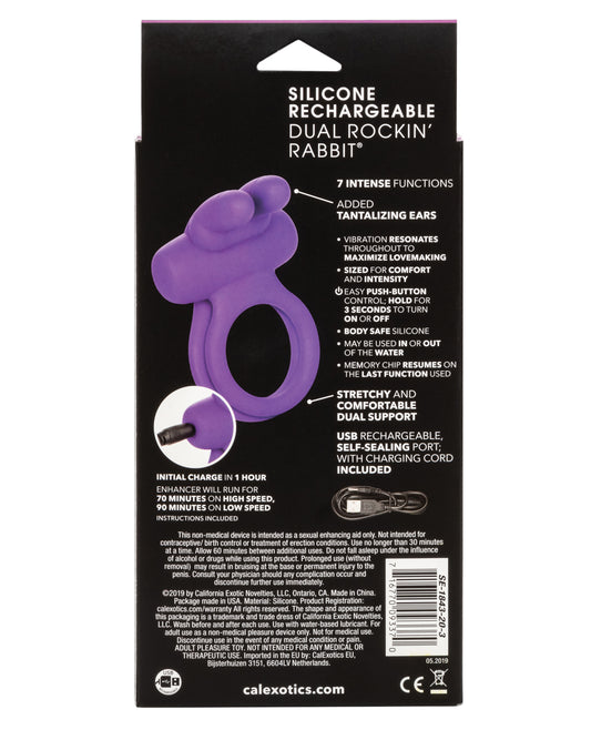 Couple's Enhancers Silicone Rechargeable Rockin' Rabbit Enhancer - Purple - Image 2