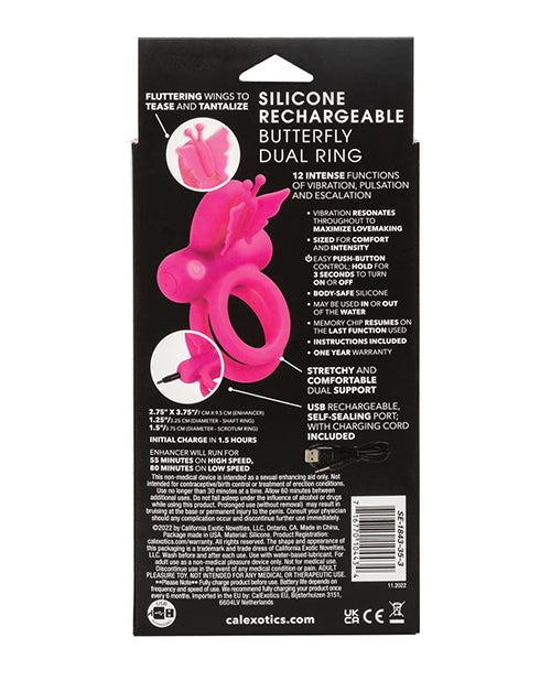 Silicone Rechargeable Silicone Rechargeable Butterfly Dual Ring - Image 2