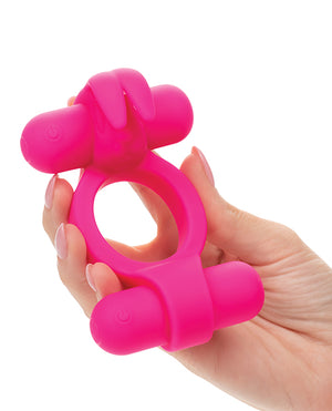 Couple's Enhancers Couple's Enhancer Silicone Rechargeable Rockin' Rabbit Enhancer - Fuchsia - Image 4