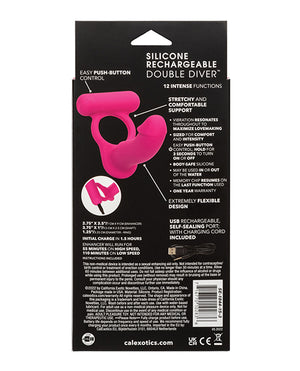 Couple's Enhancers Silicone Rechargeable Double Diver - Pink - Image 2