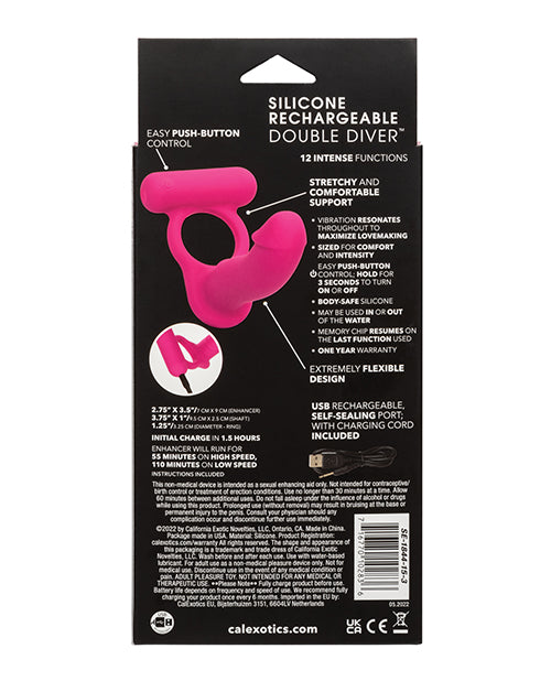Couple's Enhancers Silicone Rechargeable Double Diver - Pink - Image 2