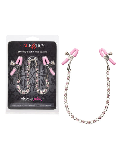 Nipple Play Nipple Play Crystal Chain Nipple Clamps - Pink - Image 2
