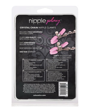 Nipple Play Nipple Play Crystal Chain Nipple Clamps - Pink - Image 3