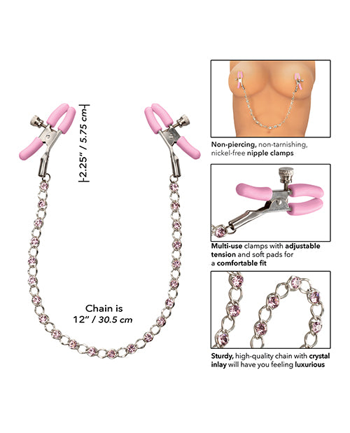 Nipple Play Nipple Play Crystal Chain Nipple Clamps - Pink