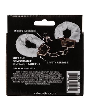 California Exotic Novelties Playful Furry Cuffs - White - Image 2