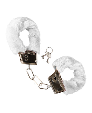 California Exotic Novelties Playful Furry Cuffs - White - Image 3