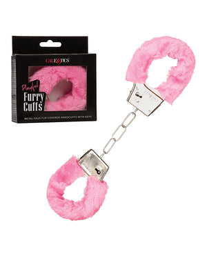 California Exotic Novelties Playful Furry Cuffs - Pink - Image 2