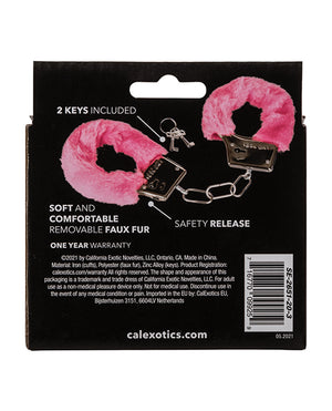 California Exotic Novelties Playful Furry Cuffs - Pink - Image 3
