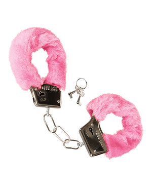 California Exotic Novelties Playful Furry Cuffs - Pink - Image 4