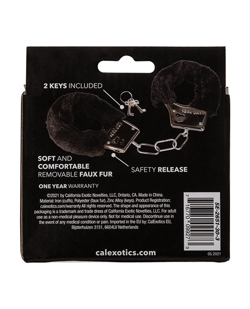 California Exotic Novelties Playful Furry Cuffs - Black - Image 2