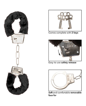 California Exotic Novelties Playful Furry Cuffs - Black - Image 4