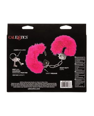 California Exotic Novelties Ultra Fluffy Furry Cuffs - Pink - Image 2