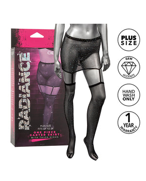 Radiance Radiance One Piece Garter Skirt w/Thigh Highs - Black Plus Size - Image 4
