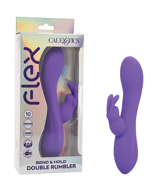 Flex Flex Bend &amp; Hold Double Rumbler Rabbit Massager - Purple