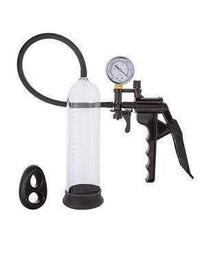 Peak Peak Magnified Gauged Penis Pump System w/Cock &amp; Ball Ring - Black - Image 2