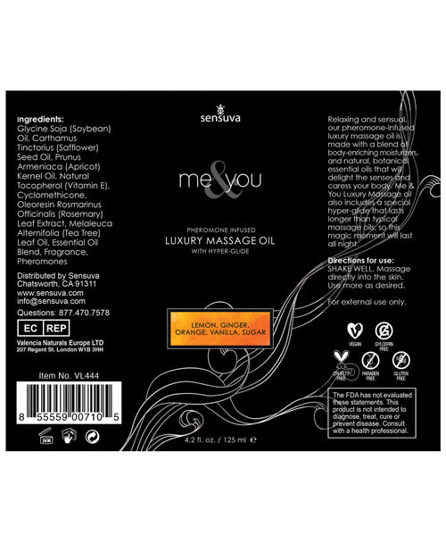 Sensuva Sensuva Me &amp; You Massage Oil - 4.2 oz Lust in Paradise - Image 2