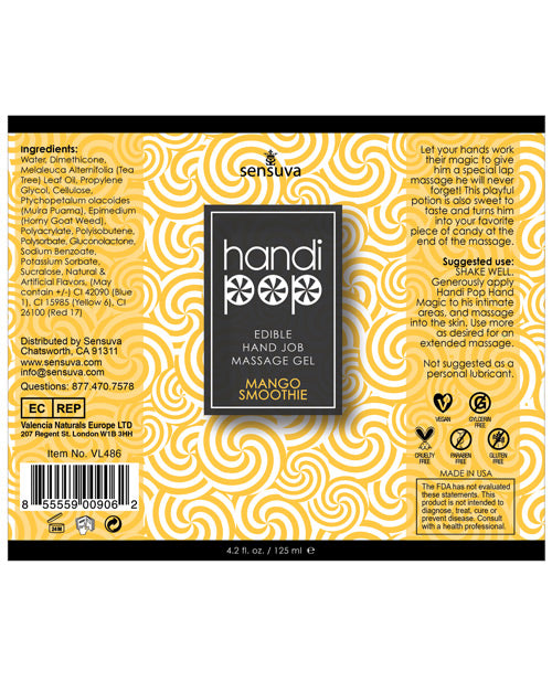 Handipop Handipop Hand Job Massage Gel - 4.2 oz Bottle Mango Smoothie