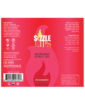 Sensuva Sizzle Lips Warming Gel - 4.2 oz Bottle Strawberry - Image 3
