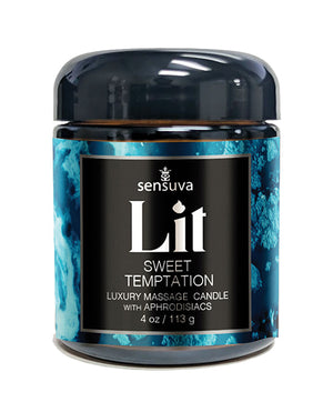 Sensuva Sensuva Lit Sweet Temptation Luxury Massage Candle - 4 oz Vanilla, Sugar &amp; Sweet Pea