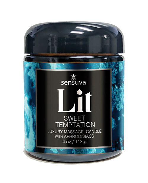 Sensuva Sensuva Lit Sweet Temptation Luxury Massage Candle - 4 oz Vanilla, Sugar &amp; Sweet Pea