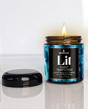 Sensuva Sensuva Lit Sweet Temptation Luxury Massage Candle - 4 oz Vanilla, Sugar &amp; Sweet Pea - Image 3