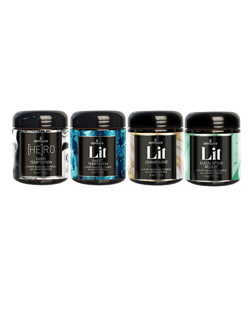 Sensuva Sensuva Lit 4 pc Variety Pack Luxury Massage Candles