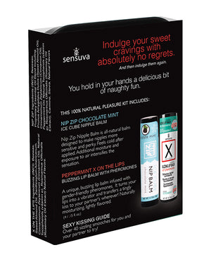 Sensuva Sensuva Lips &amp; Nips Pleasure Kit - Chocolate Nip Zip + Chocolate Peppermint XBalm + 50 Ways to Kiss Guide - Image
