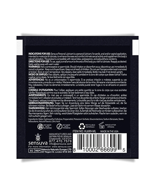 Sensuva Sensuva Natural Water Based Personal Moisturizer Single Use Packet - 6 ml Peach - Image 2