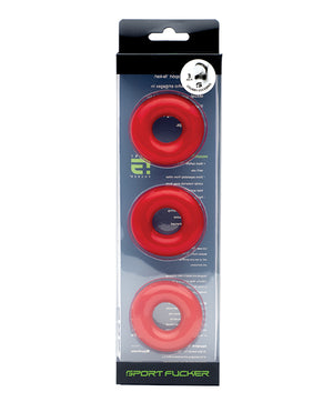 Sport Fucker Sport Fucker Chubby Cockring Pack of 3 - Red - Image 2
