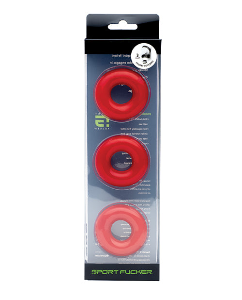 Sport Fucker Sport Fucker Chubby Cockring Pack of 3 - Red - Image 2