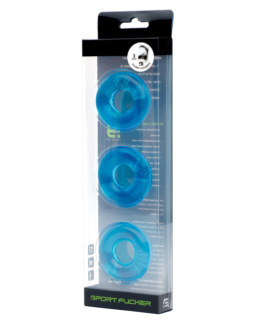 Sport Fucker Sport Fucker Chubby Cockring Pack of 3 - Ice Blue - Image 2