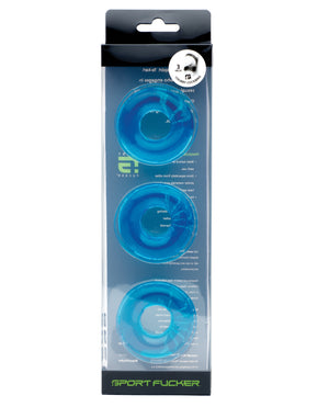 Sport Fucker Sport Fucker Chubby Cockring Pack of 3 - Ice Blue - Image 3