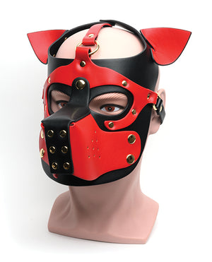 665 665 Bondage Pup Hood - O/S Black/Red