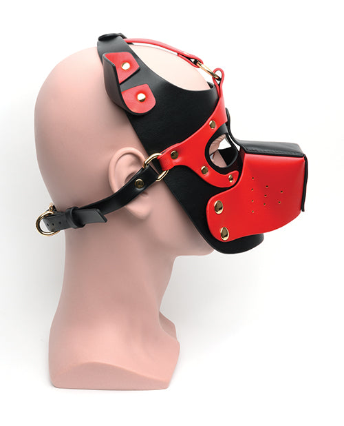 665 665 Bondage Pup Hood - O/S Black/Red - Image 2