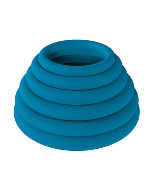 Shots Levelz Classic Silicone Cock Ring Set of 6 All Sizes - Teal - Image 2