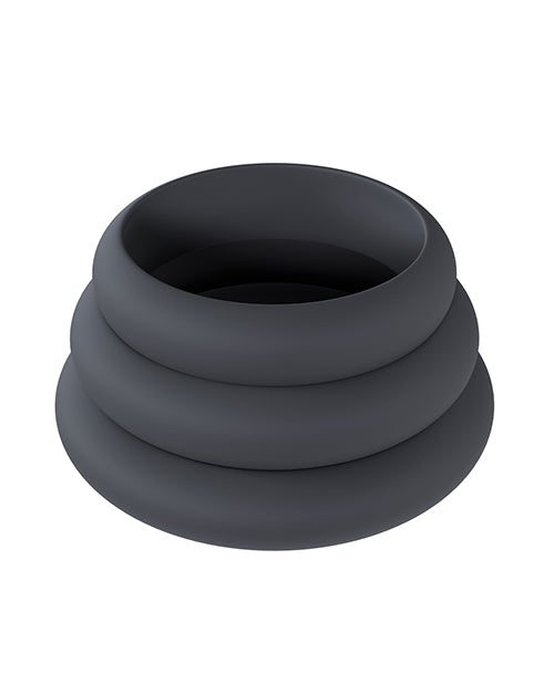 Shots Levelz Wide O Silicone Cock Ring Set of 3 (42 mm, 50 mm, 55 mm) - Black - Image 2